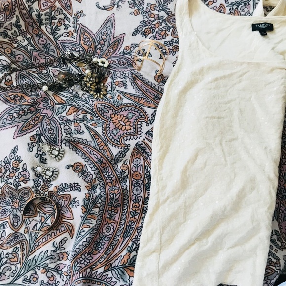 Talbots | Cream Sequin Tank - Picture 3 of 8